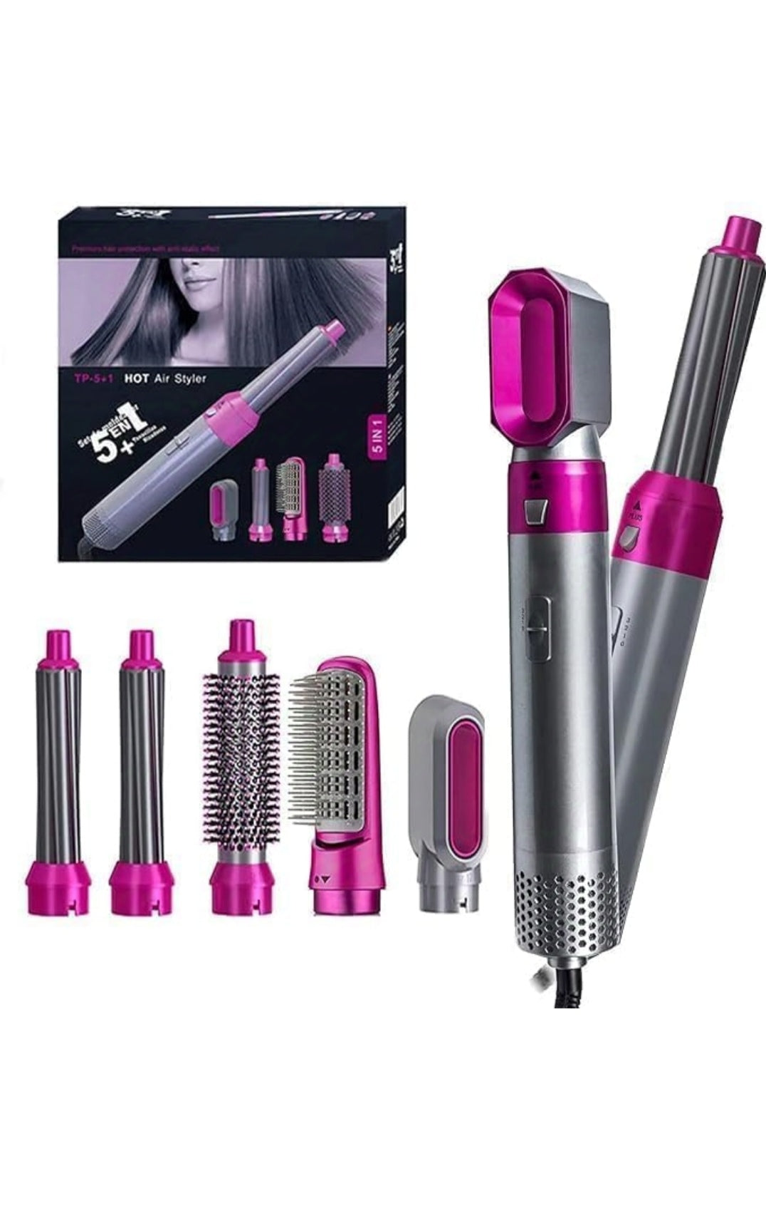 Multi-Functional 5 IN 1 Hair Styling Tool Detachable Hot Air Brush Hair Dryer